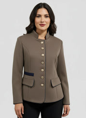 Elegante damesblazer met structuurstof en luxe knopen