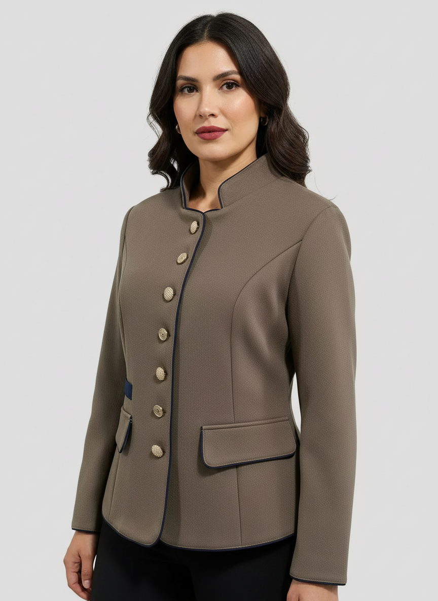 Elegante damesblazer met structuurstof en luxe knopen