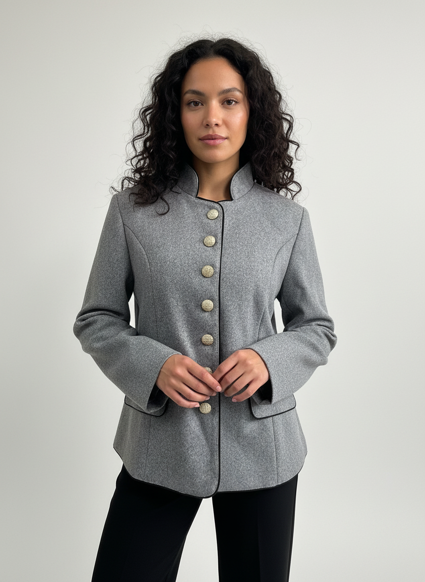 Elegante damesblazer met structuurstof en luxe knopen