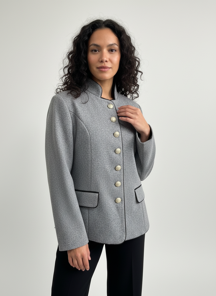 Elegante damesblazer met structuurstof en luxe knopen