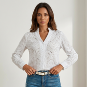 Elegante dames blouse met V-hals – Camille