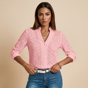 Elegante dames blouse met V-hals – Camille
