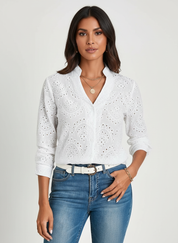 Elegante dames blouse met V-hals – Camille