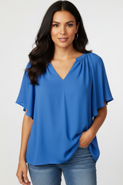 Elegante dames blouse met v-hals en losse mouwen – Samara
