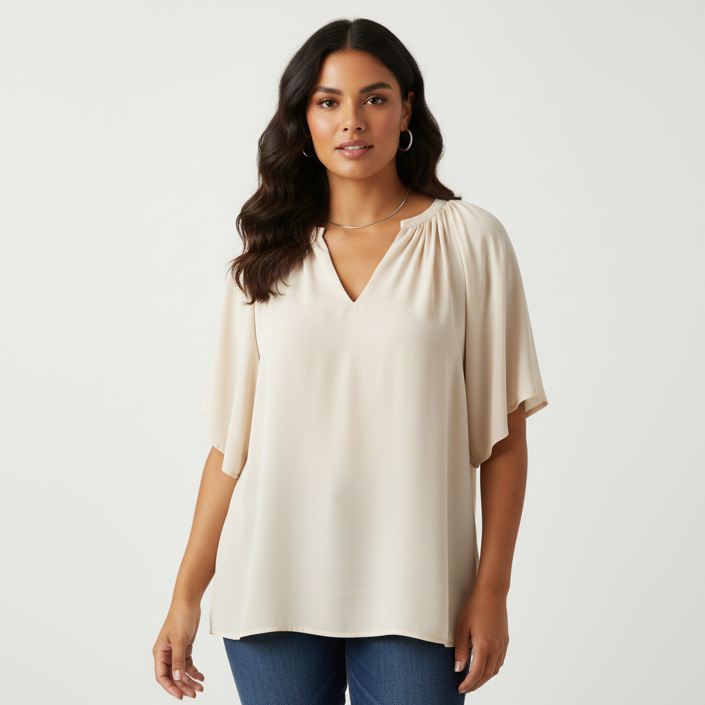 Elegante dames blouse met v-hals en losse mouwen – Samara