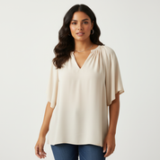 Elegante dames blouse met v-hals en losse mouwen – Samara