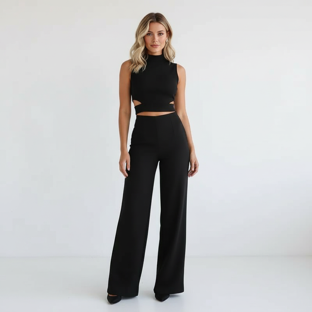 Elegante dames co-ord set met cut-out details – Elara