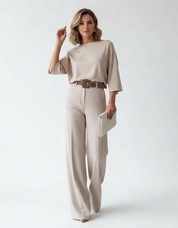 Elegante dames co-ord set met wijde pantalon – Elara