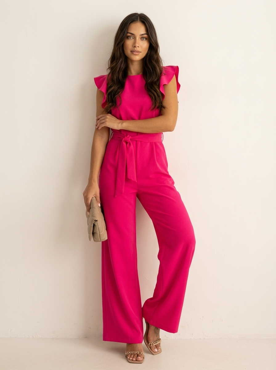 Elegante dames jumpsuit met ruffle mouwen – Valérie