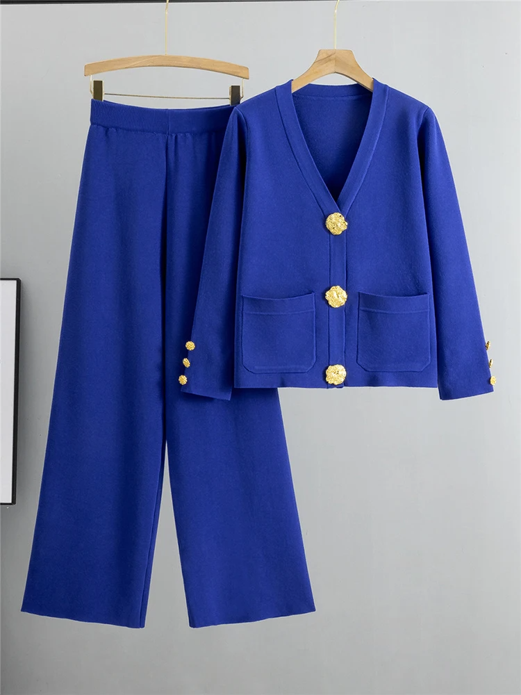 Elegante dames knit set met gouden knopen – Genevieve