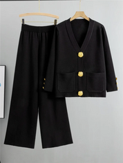 Elegante dames knit set met gouden knopen – Genevieve