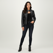 Elegante dames leren jas met ritsdetails – Isaline