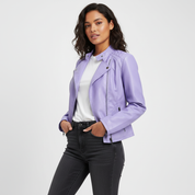 Elegante dames leren jas met ritsdetails – Isaline