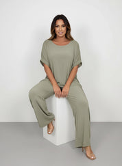 Elegante dames lounge set met wijde broek – Celeste