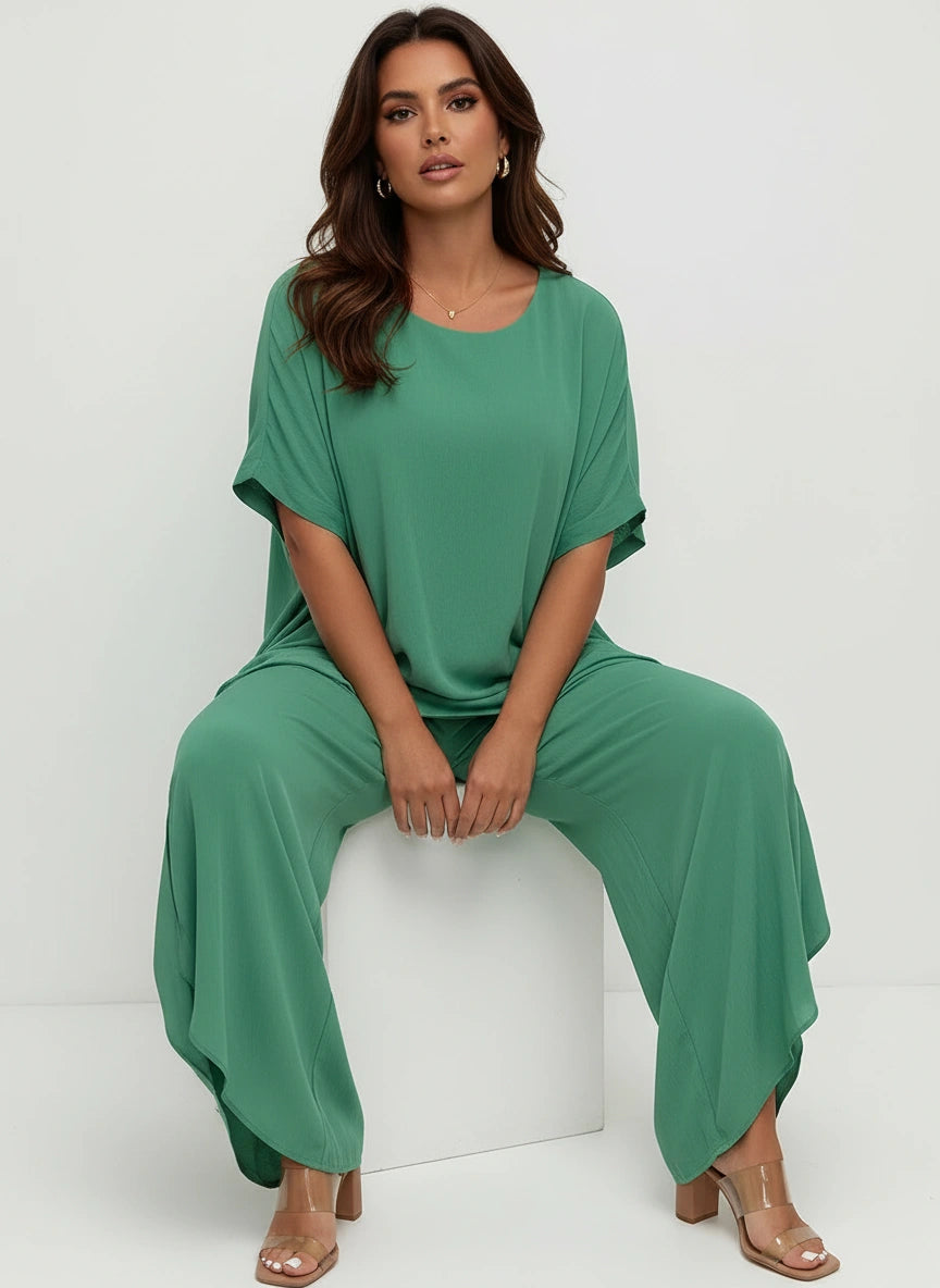 Elegante dames lounge set met wijde broek – Celeste