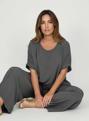 Elegante dames lounge set met wijde broek – Celeste