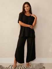 Elegante dames lounge set met wijde broek – Celeste