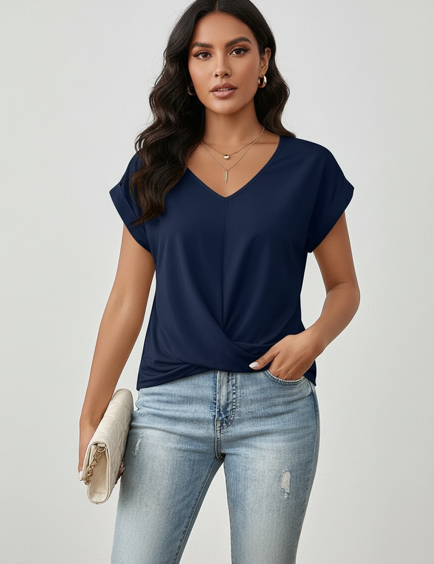 Elegant women's top with V-neck – Alessia
