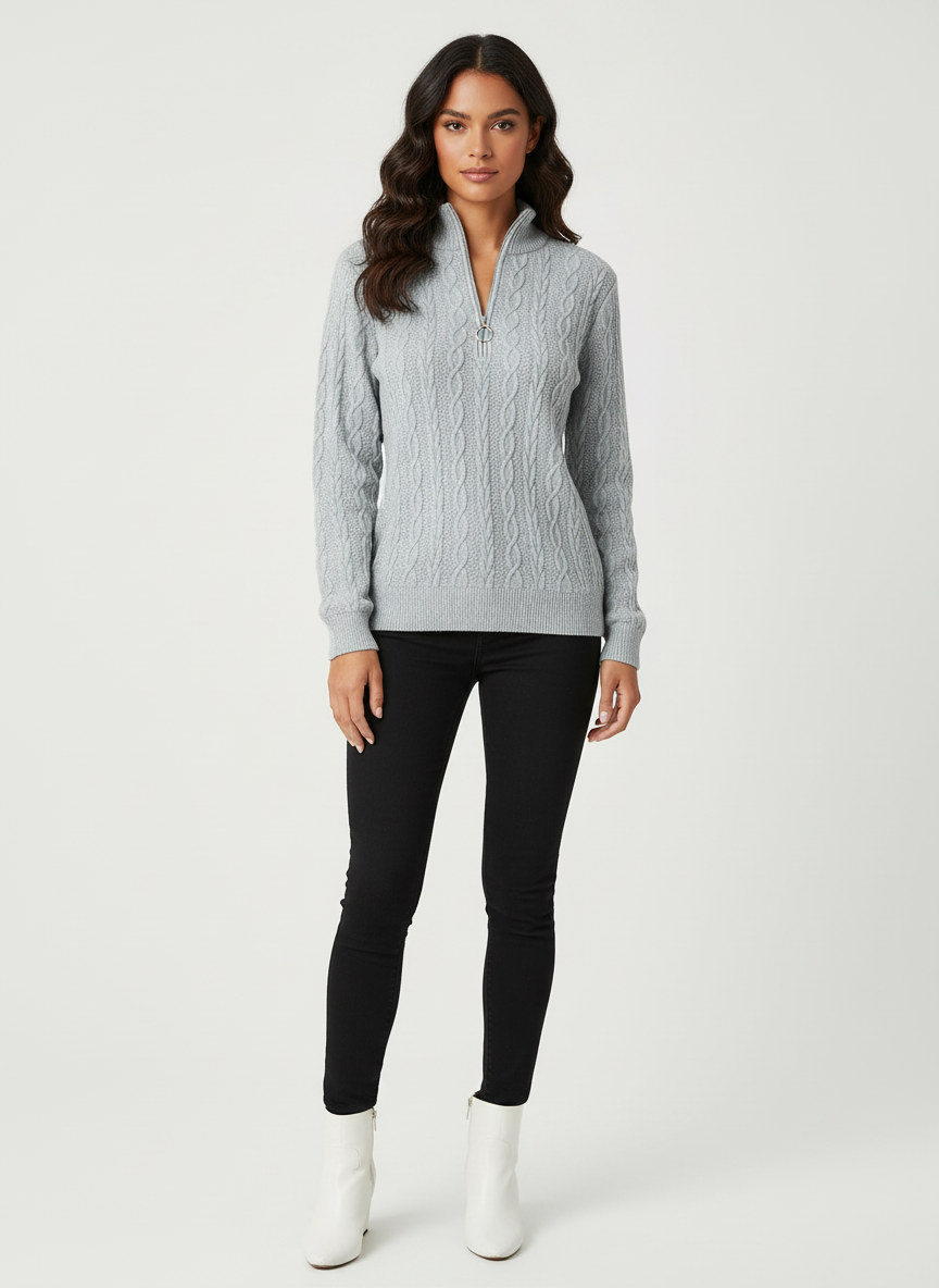 Elegante dames trui met ritsdetail – Noëlle