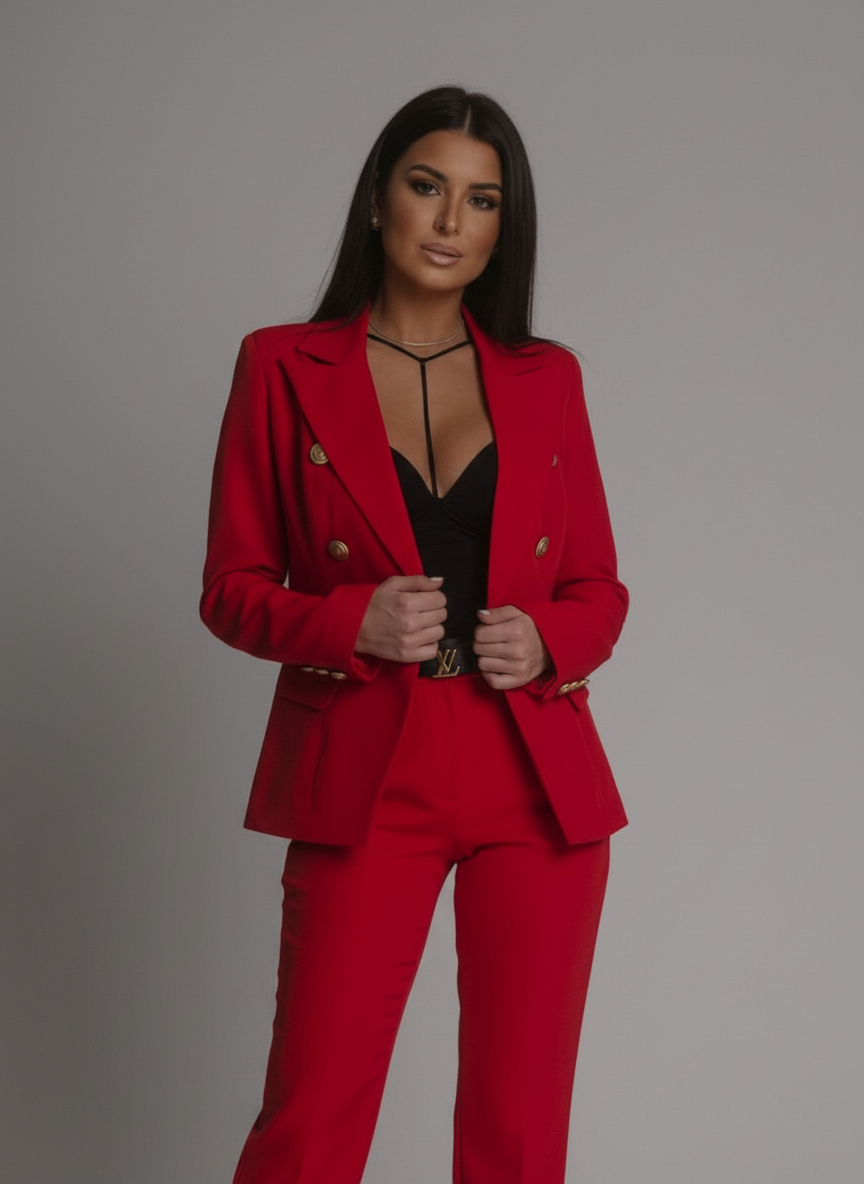 Elegante dames tweedelige blazer- en pantalonset