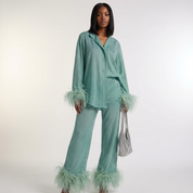 Elegante dames two-piece set met veren