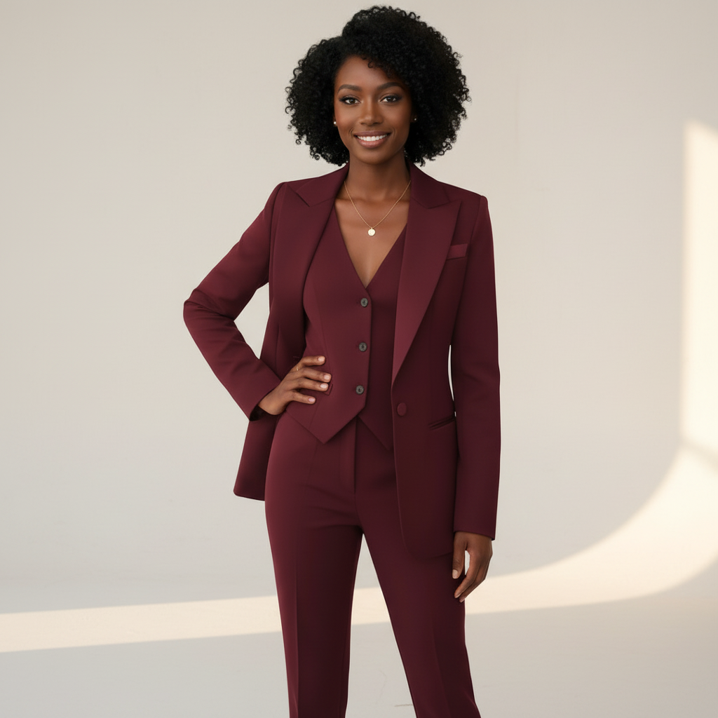 Elegante driedelige dames set met blazer, gilet en pantalon