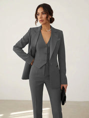 Elegante driedelige dames set met blazer, gilet en pantalon