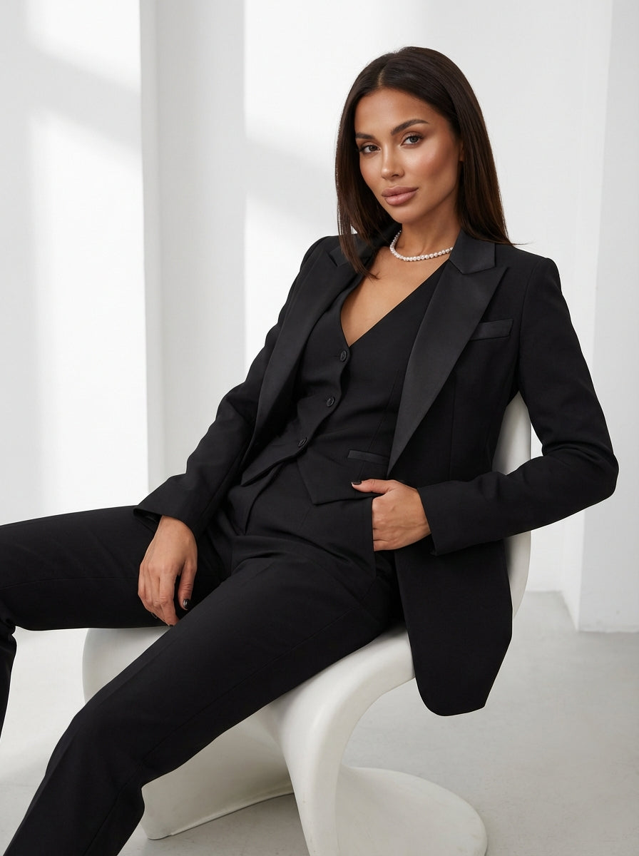 Elegante driedelige dames set met blazer, gilet en pantalon