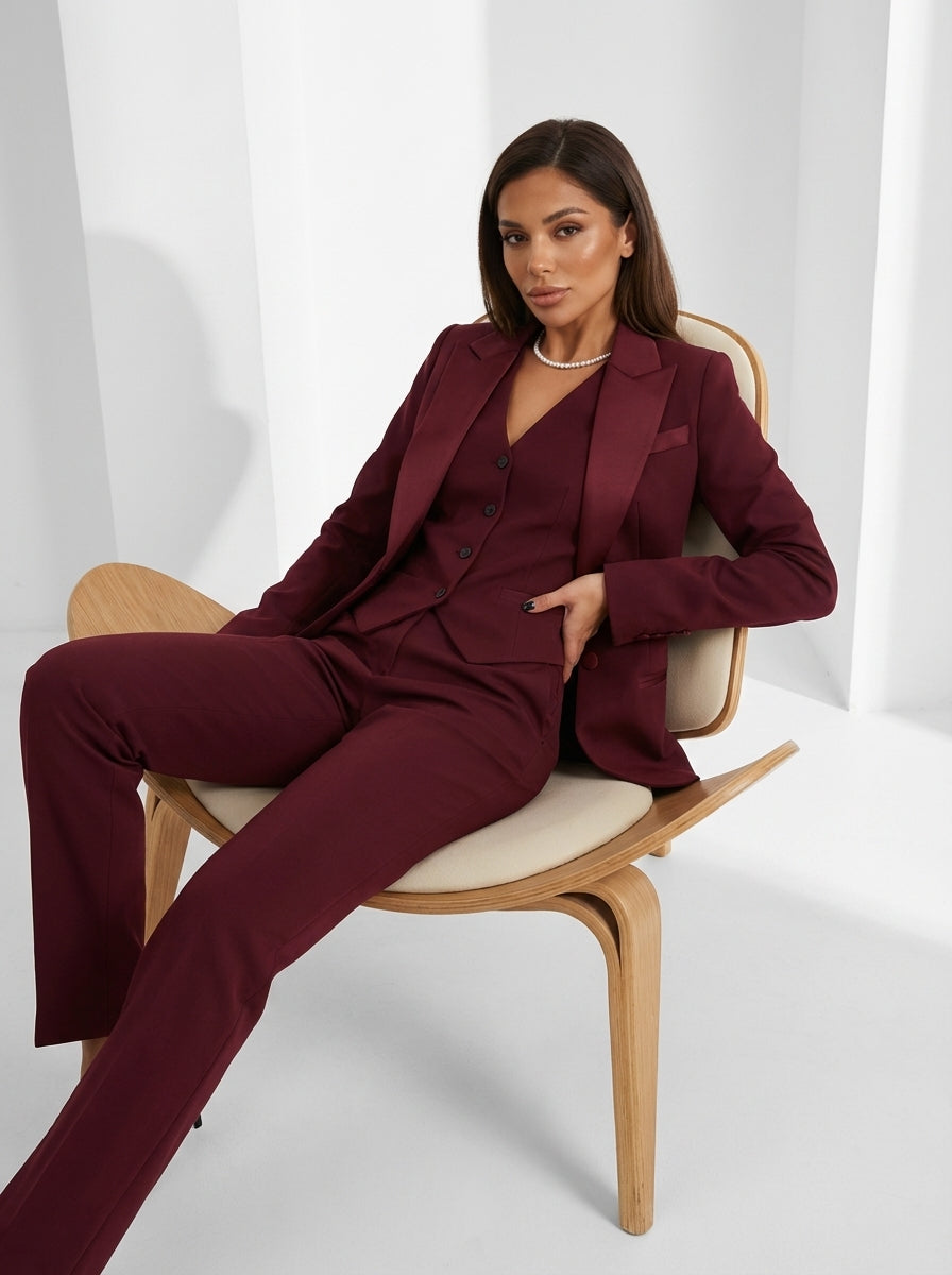 Elegante driedelige dames set met blazer, gilet en pantalon