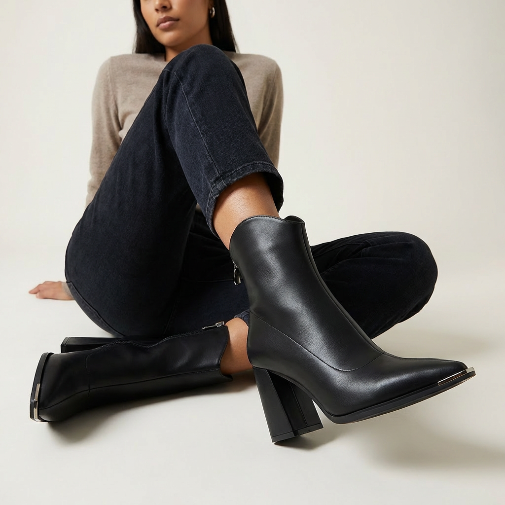 Elegante enkellaars met blokhak – Valentina