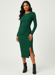 Elegante gedrapeerde midi jurk dames – Camille