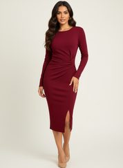 Elegante gedrapeerde midi jurk dames – Camille