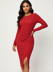 Elegante gedrapeerde midi jurk dames – Camille
