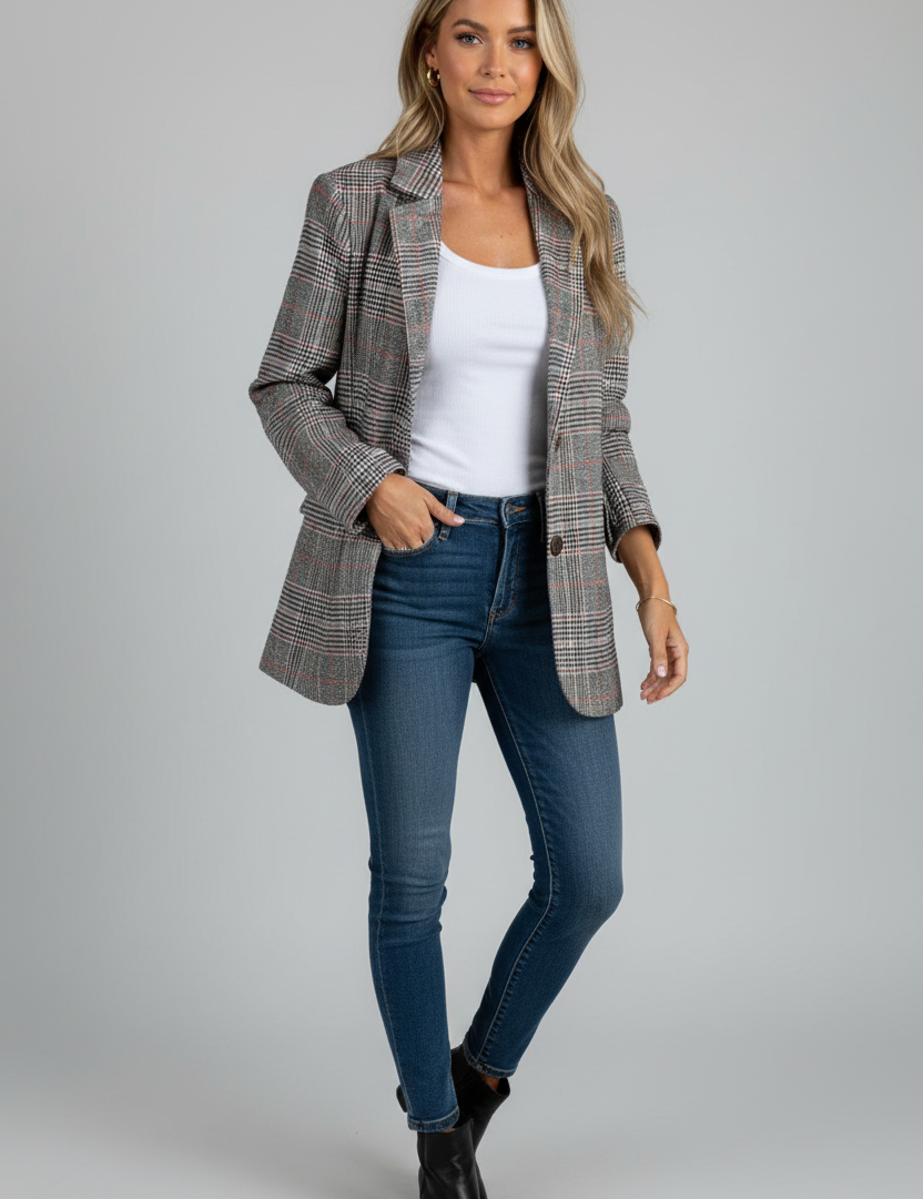 Elegant checked women’s blazer
