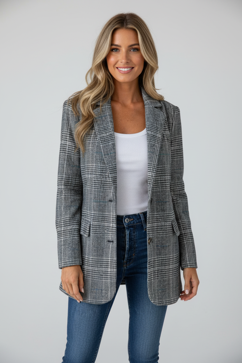 Elegante geruite damesblazer