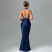 Elegante halter maxi jurk met open rug – Camille