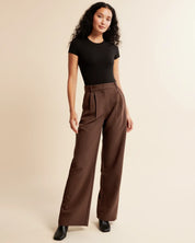 Elegante high waist damesbroek met wijde pijpen