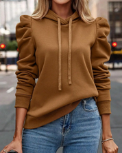 Elegante hoodie met pofschouders en zachte structuur – Aria