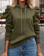 Elegante hoodie met pofschouders en zachte structuur – Aria