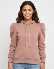 Elegante hoodie met pofschouders en zachte structuur – Aria