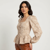 Elegante jacquard dames blouse – Charlotte