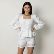 Elegante jacquard dames blouse – Charlotte