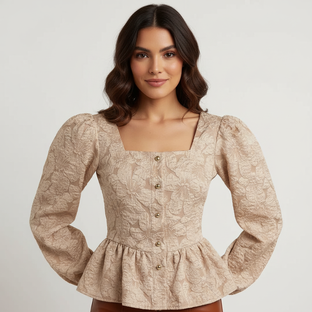 Elegante jacquard dames blouse – Charlotte