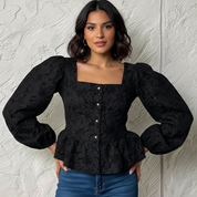 Elegante jacquard dames blouse – Charlotte