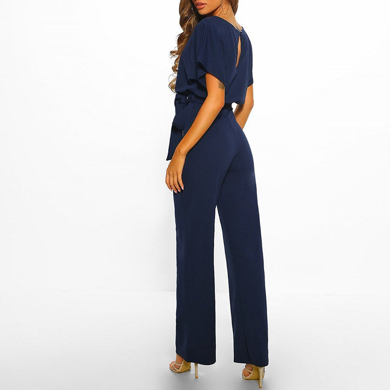 Elegante jumpsuit met tailleceintuur en vloeiende pasvorm