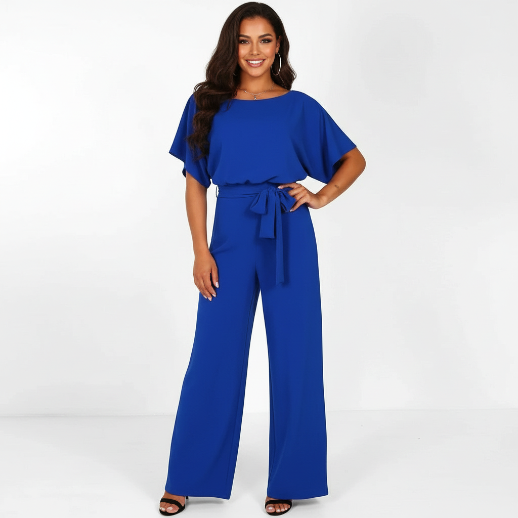 Elegante jumpsuit met tailleceintuur en vloeiende pasvorm