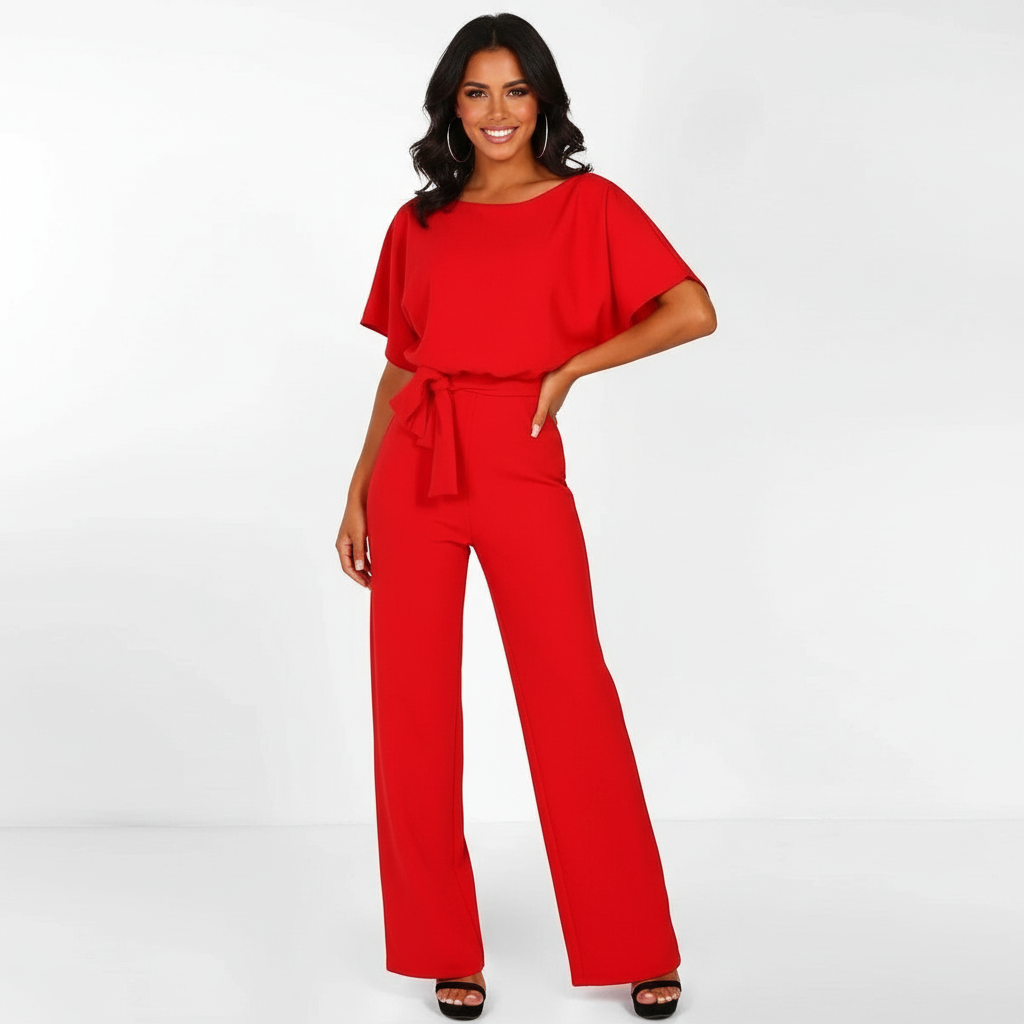 Elegante jumpsuit met tailleceintuur en vloeiende pasvorm