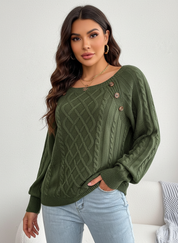 Elegante kabelgebreide damestrui met schouderknopen – Amélie