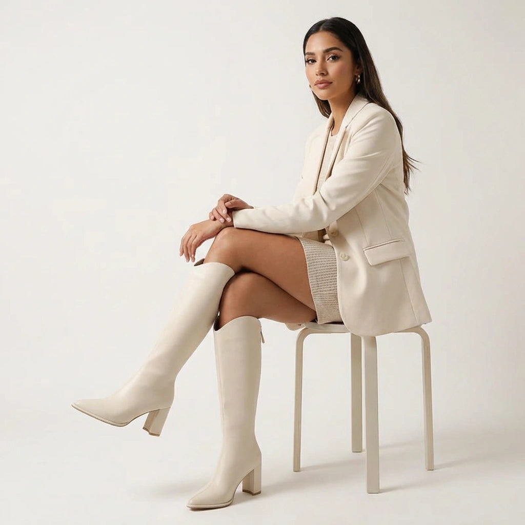 Elegante knie hoge dames laarzen met hak – Elowen