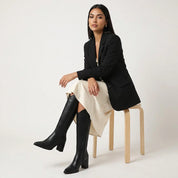 Elegante knie hoge dames laarzen met hak – Elowen